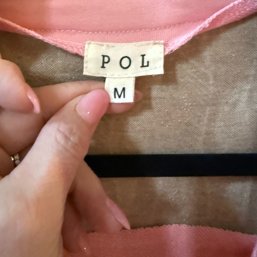 POL 2 piece Outfit, Pink, Cream, and Green Bomber Jacket and Pant, Size Medium - Picture 9 of 16